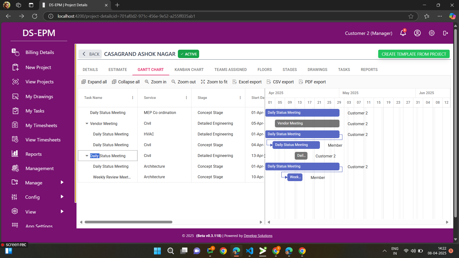 Engineering Project Manager Dashboard